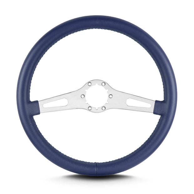 TEARDROP 2 SPOKE 14" BRUSHED STANDARD GRIP BLUE