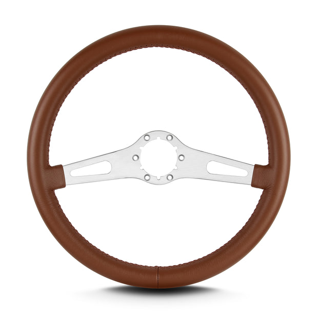 TEARDROP 2 SPOKE 14" BRUSHED STANDARD GRIP CARAMEL