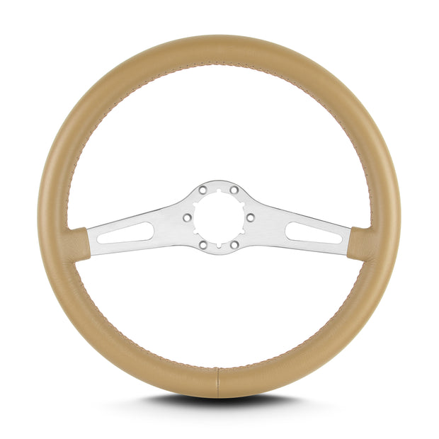 TEARDROP 2 SPOKE 14" BRUSHED STANDARD GRIP TAN