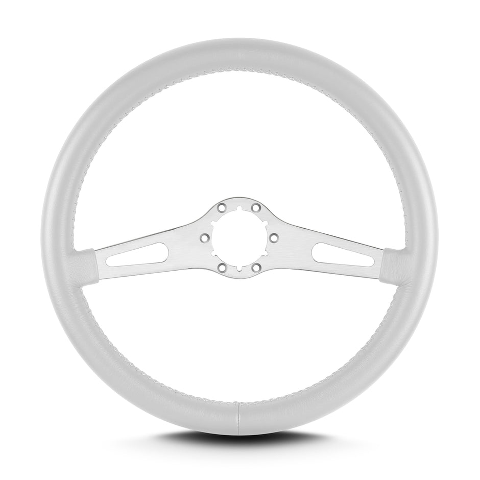TEARDROP 2 SPOKE 14" BRUSHED STANDARD GRIP WHITE