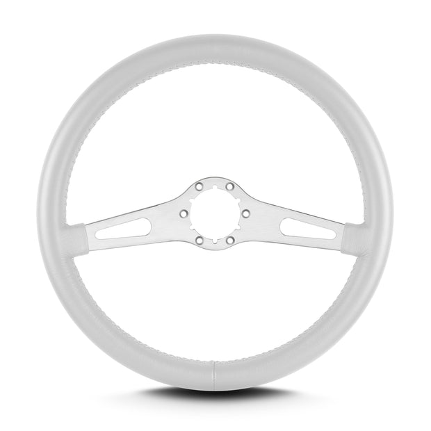 TEARDROP 2 SPOKE 14" BRUSHED STANDARD GRIP WHITE