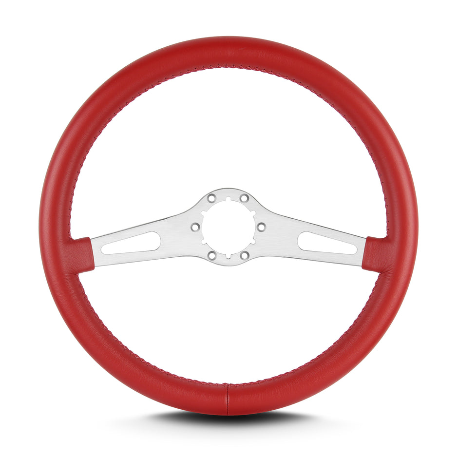 TEARDROP 2 SPOKE 14" BRUSHED STANDARD GRIP BRIGHT RED