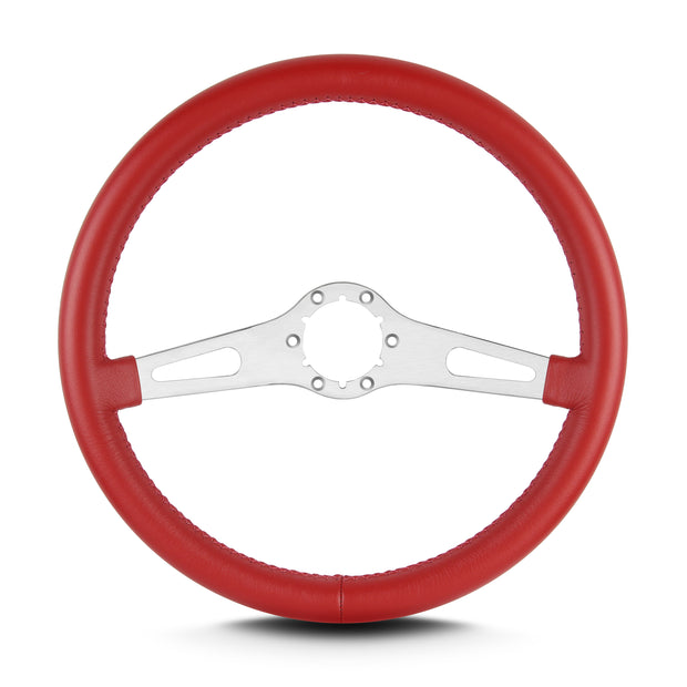TEARDROP 2 SPOKE 14" BRUSHED STANDARD GRIP BRIGHT RED