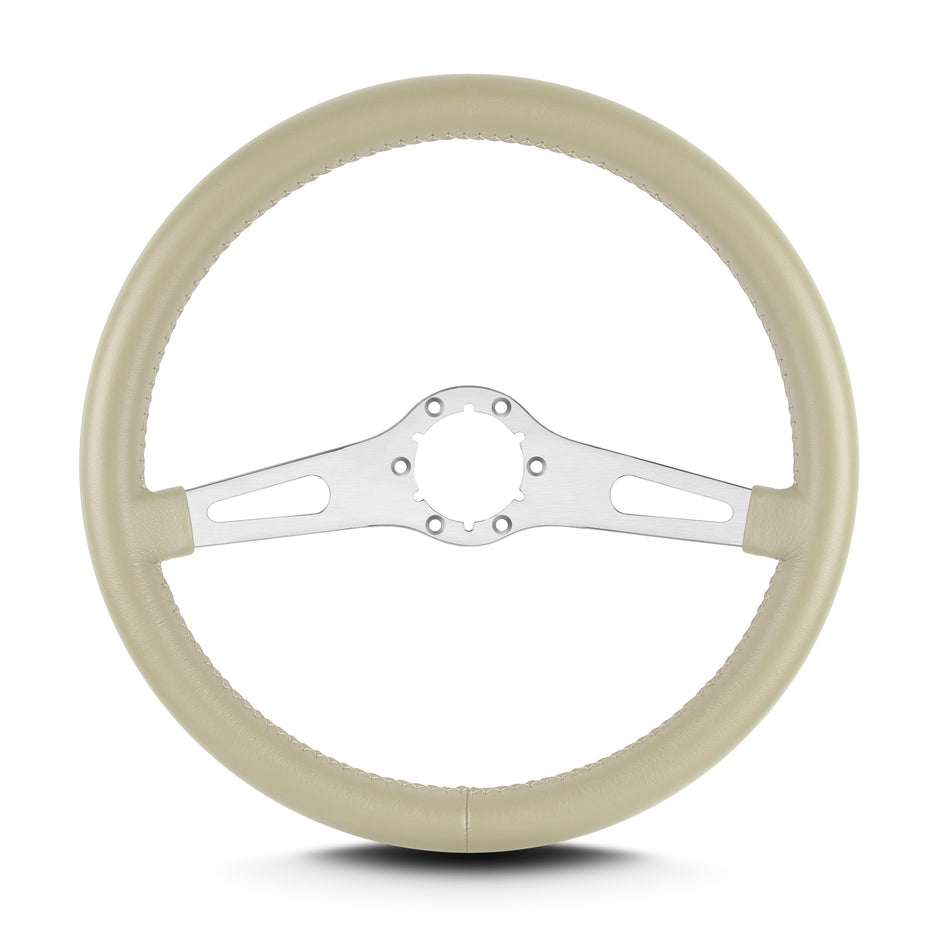 TEARDROP 2 SPOKE 14" BRUSHED STANDARD GRIP BONE