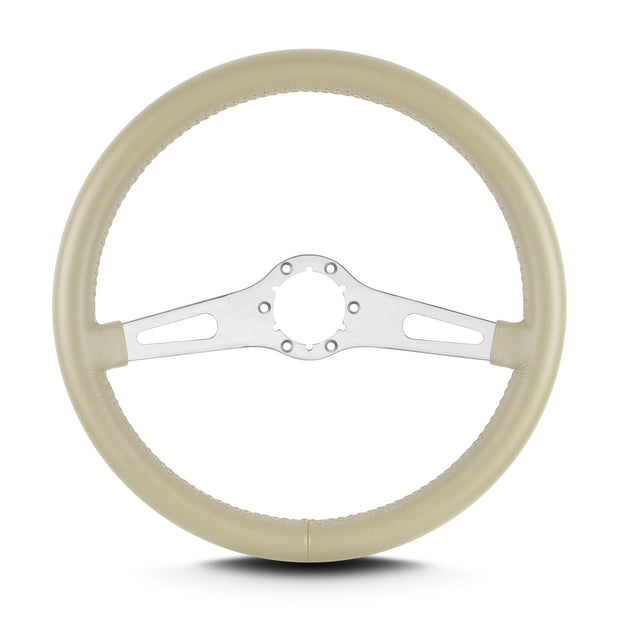 TEARDROP 2 SPOKE 14" BRUSHED STANDARD GRIP BONE