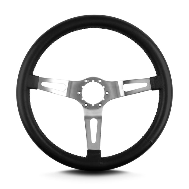 TEARDROP 3 SPOKE 14" BRUSHED STANDARD GRIP BLACK