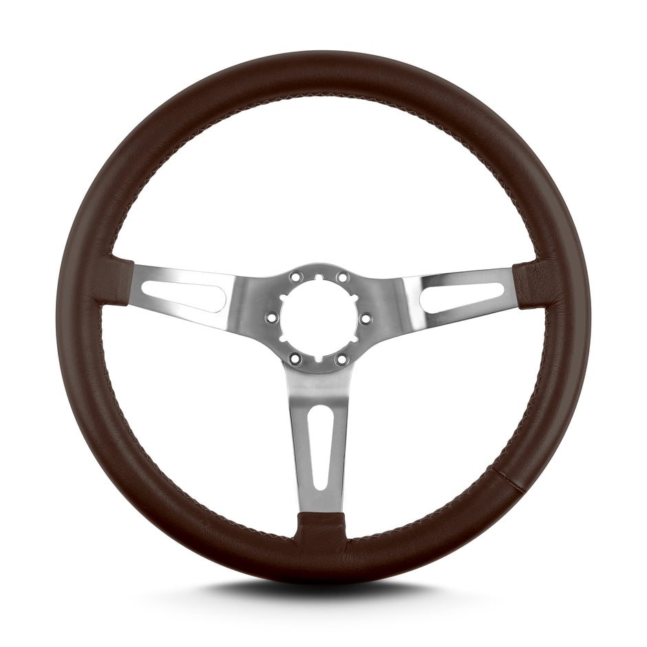 TEARDROP 3 SPOKE 14" BRUSHED STANDARD GRIP BROWN