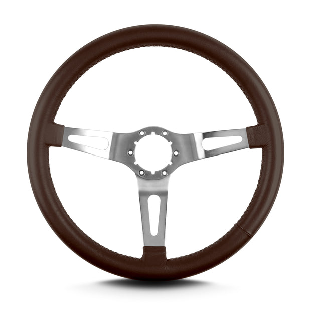 TEARDROP 3 SPOKE 14" BRUSHED STANDARD GRIP BROWN