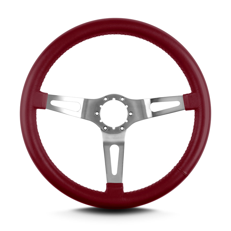 TEARDROP 3 SPOKE 14" BRUSHED STANDARD GRIP BURGANDY