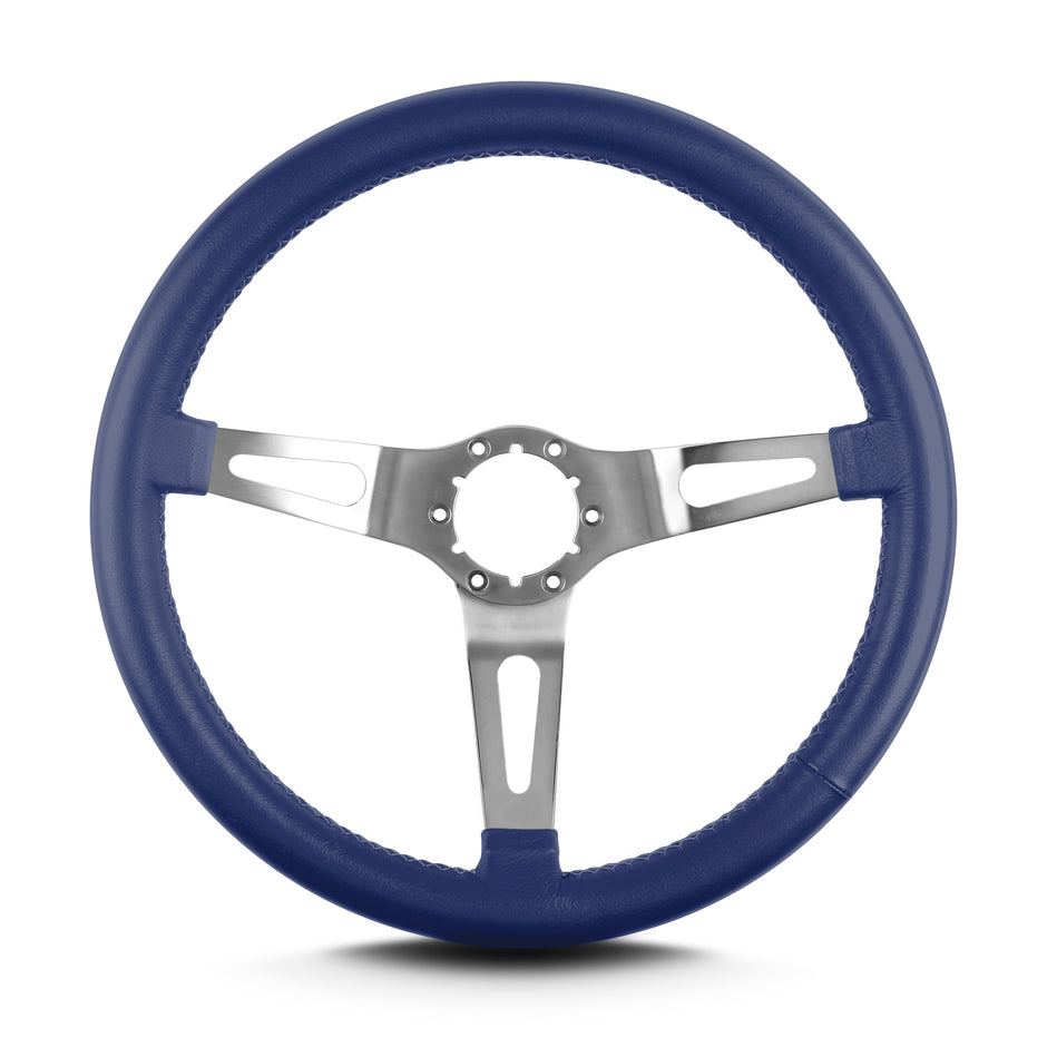 TEARDROP 3 SPOKE 14" BRUSHED STANDARD GRIP BLUE