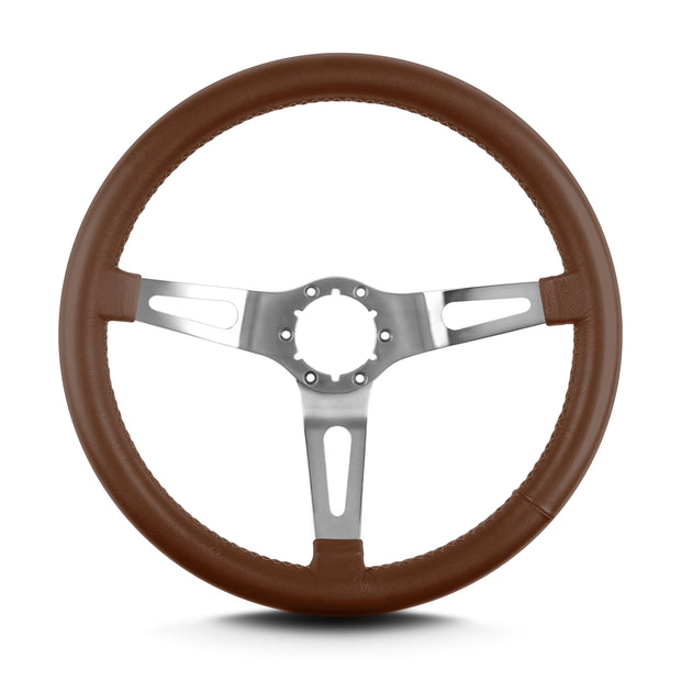 TEARDROP 3 SPOKE 14" BRUSHED STANDARD GRIP CARAMEL