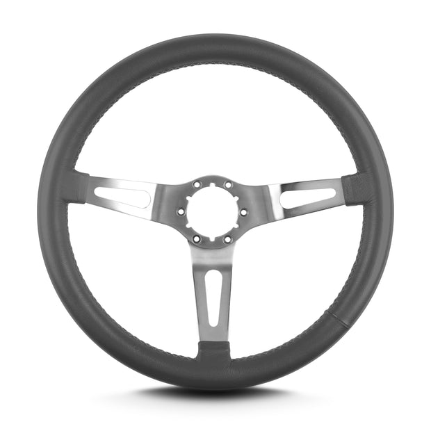 TEARDROP 3 SPOKE 14" BRUSHED STANDARD GRIP DARK GREY