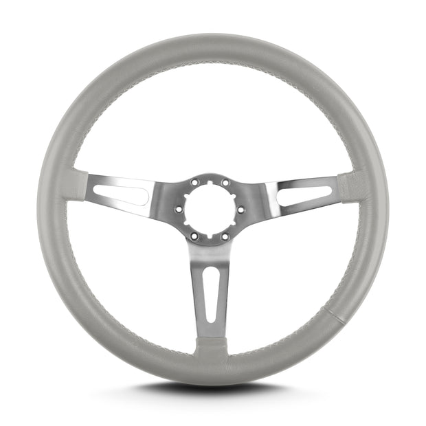 TEARDROP 3 SPOKE 14" BRUSHED STANDARD GRIP LIGHT GREY