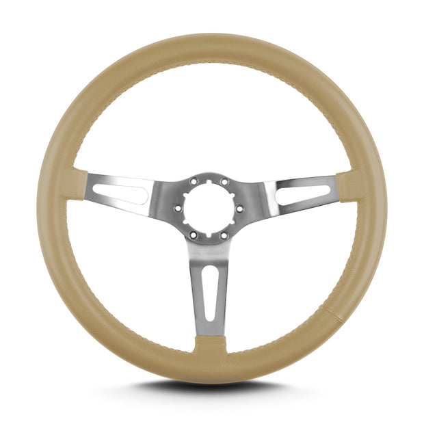 TEARDROP 3 SPOKE 14" BRUSHED STANDARD GRIP TAN