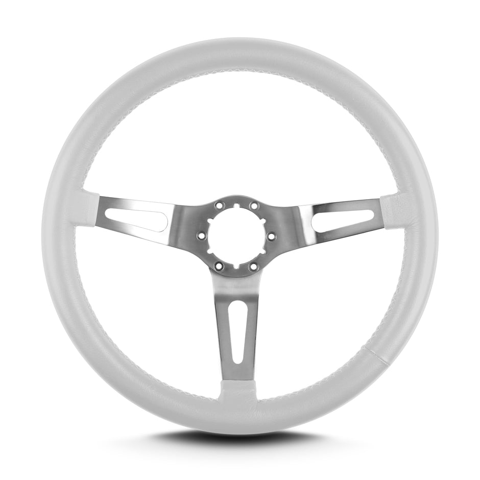 TEARDROP 3 SPOKE 14" BRUSHED STANDARD GRIP WHITE