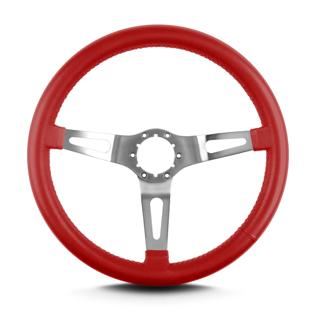 TEARDROP 3 SPOKE 14" BRUSHED STANDARD GRIP BRIGHT RED
