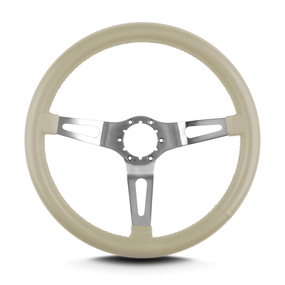 TEARDROP 3 SPOKE 14" BRUSHED STANDARD GRIP BONE