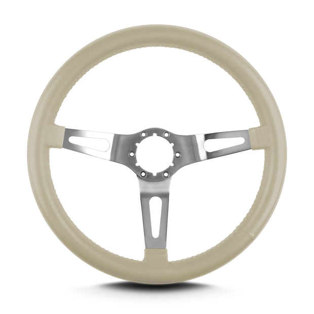 TEARDROP 3 SPOKE 14" BRUSHED STANDARD GRIP BONE