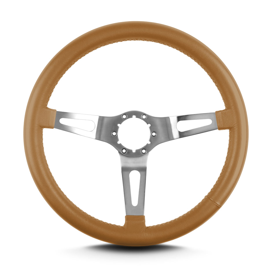 TEARDROP 3 SPOKE 14" BRUSHED STANDARD GRIP CHESTNUT