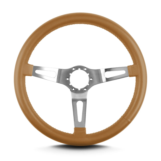 TEARDROP 3 SPOKE 14" BRUSHED STANDARD GRIP CHESTNUT