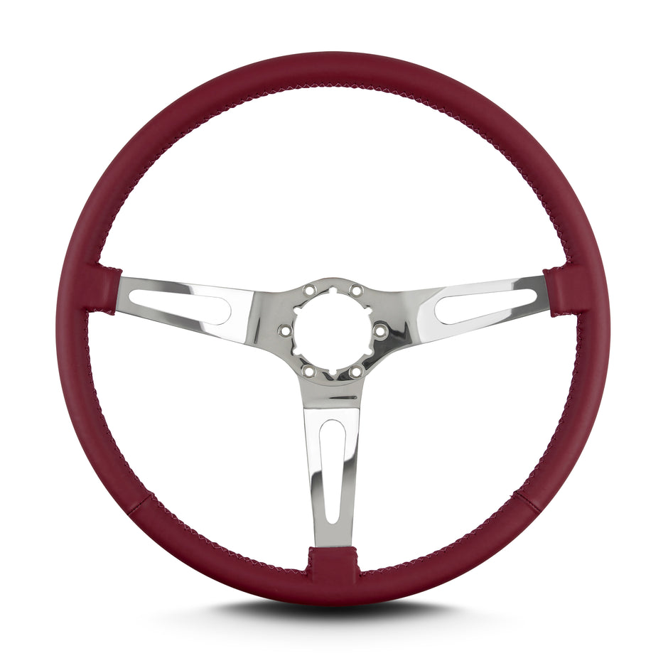 TEARDROP 3 SPOKE 15" POLISHED THIN GRIP BURGANDY
