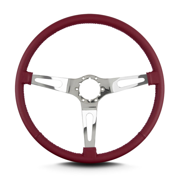 TEARDROP 3 SPOKE 15" POLISHED THIN GRIP BURGANDY