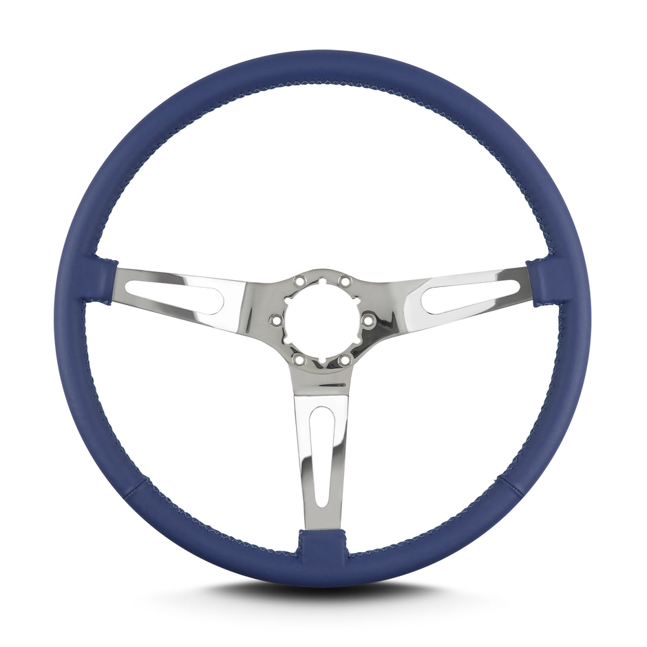 TEARDROP 3 SPOKE 15" POLISHED THIN GRIP BLUE