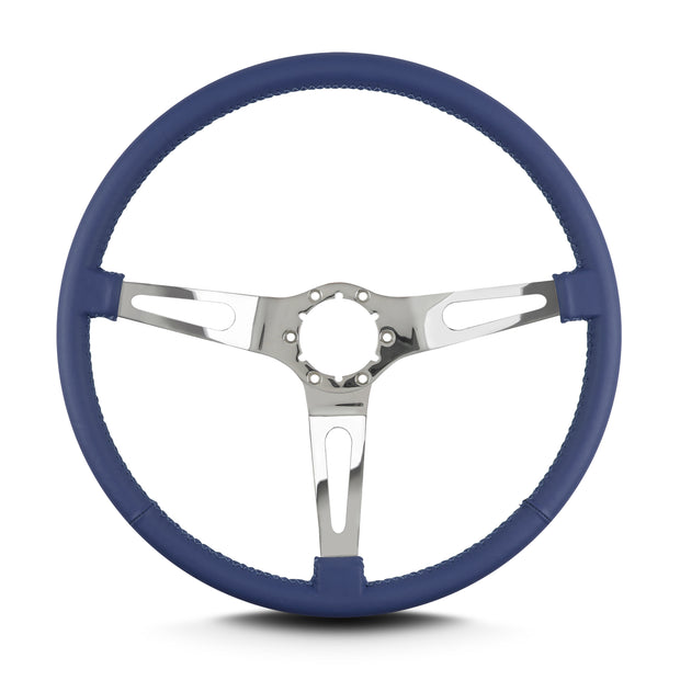 TEARDROP 3 SPOKE 15" POLISHED THIN GRIP BLUE