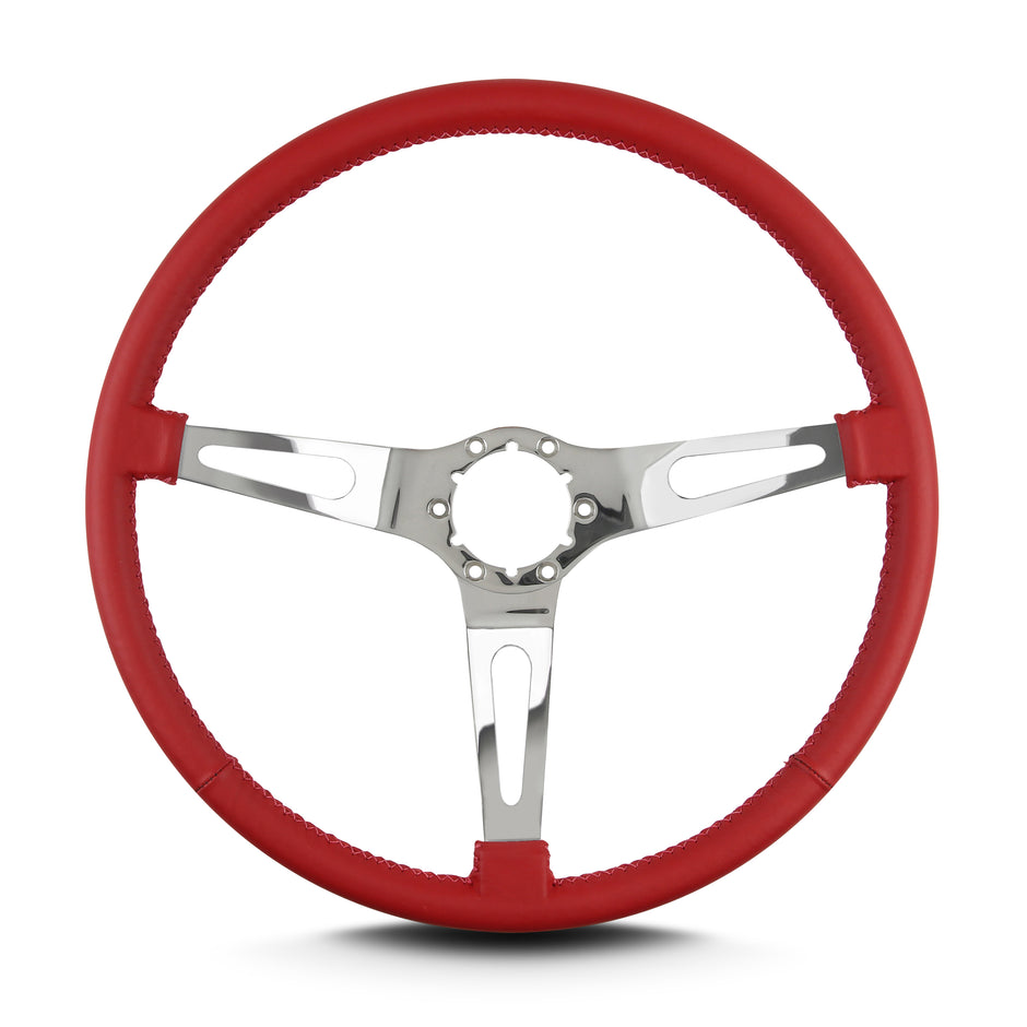 TEARDROP 3 SPOKE 15" POLISHED THIN GRIP BRIGHT RED