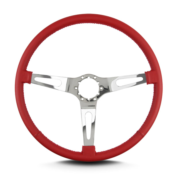 TEARDROP 3 SPOKE 15" POLISHED THIN GRIP BRIGHT RED