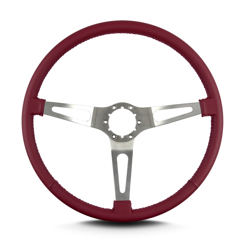 TEARDROP 3 SPOKE 15" BRUSHED THIN GRIP BURGANDY