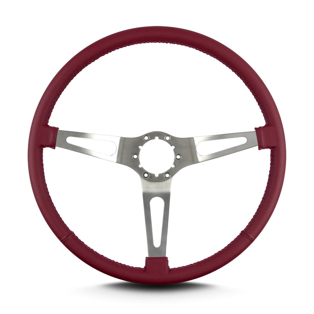 TEARDROP 3 SPOKE 15" BRUSHED THIN GRIP BURGANDY