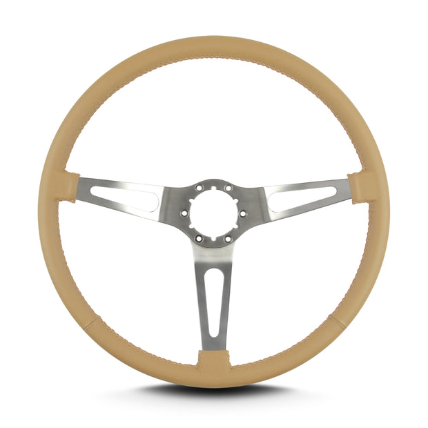 TEARDROP 3 SPOKE 15" BRUSHED THIN GRIP TAN