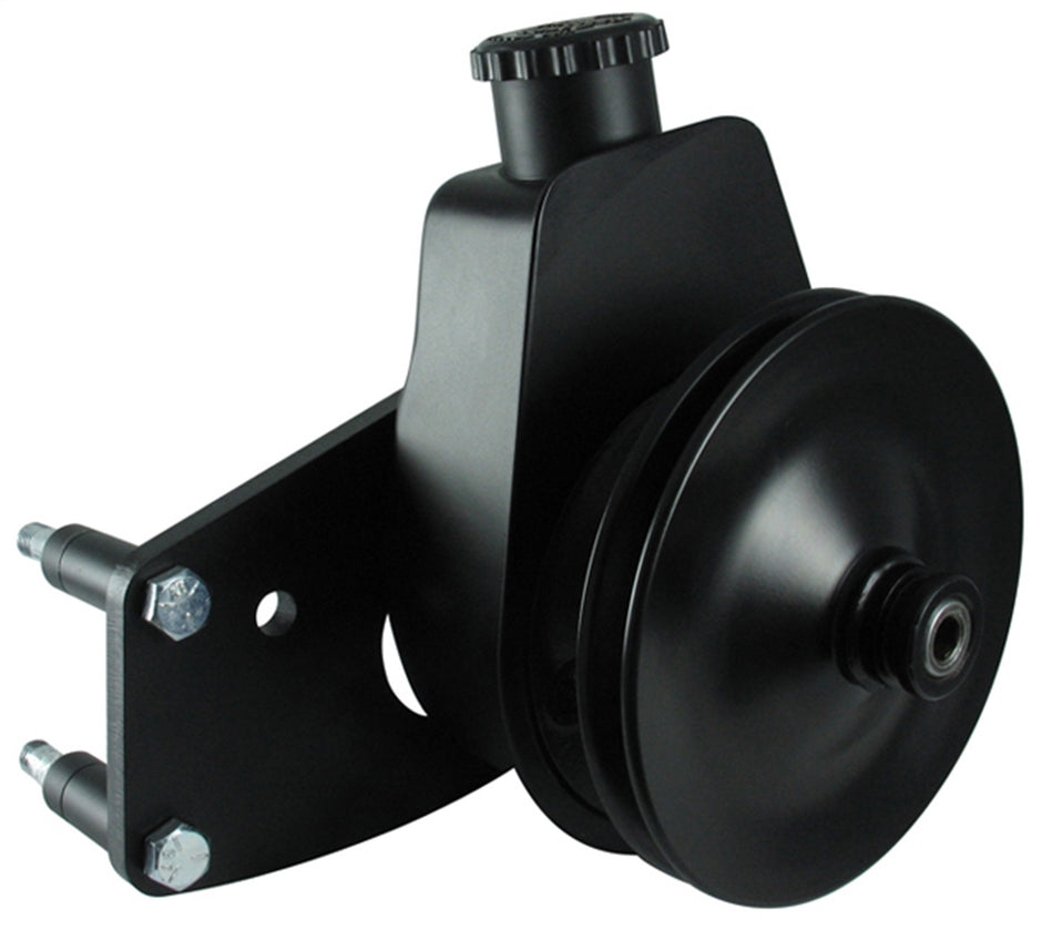 Borgeson - Power Steering Pump Kit - P/N: 800330 - Ford power steering pump upgrade. Fits Ford 289/302/351W. Includes pump, bracket, pulley and hardware. Painted black.