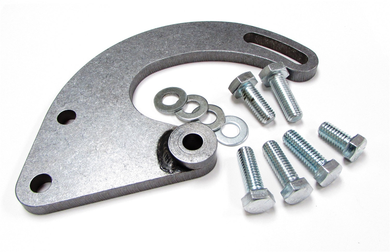 Borgeson - Pump Bracket - P/N: 802402 - Power steering pump bracket. Natural steel. Fits SBC with long water pump.