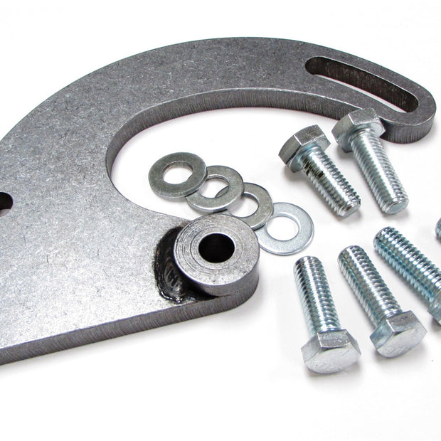 Borgeson - Pump Bracket - P/N: 802402 - Power steering pump bracket. Natural steel. Fits SBC with long water pump.