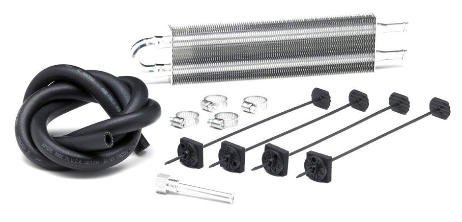Borgeson - Power Steering Cooler Kit - P/N: 925125 -  Includes 2.5" X 9" Standard 2 pass power steering cooler, cooler mount kit, 6' of high temp power steering return hose, 3/8" hose barb and 4 hose clamps.