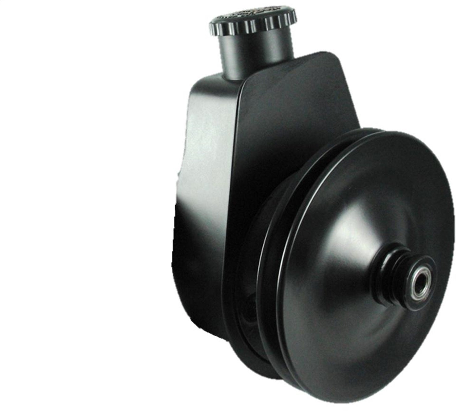 Borgeson - Power Steering Pump - P/N: 800329 - P/S Pump, Saginaw self contained, black powder coated reservoir with straight return tube. Includes single row v-belt pulley.