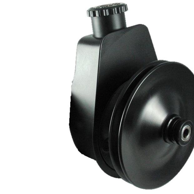 Borgeson - Power Steering Pump - P/N: 800329 - P/S Pump, Saginaw self contained, black powder coated reservoir with straight return tube. Includes single row v-belt pulley.