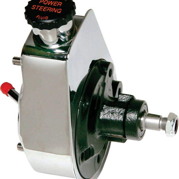 Borgeson - Power Steering Pump - P/N: 800311 - Chrome Saginaw self contained power steering pump with keyway shaft. Preset for standard GM pressure.