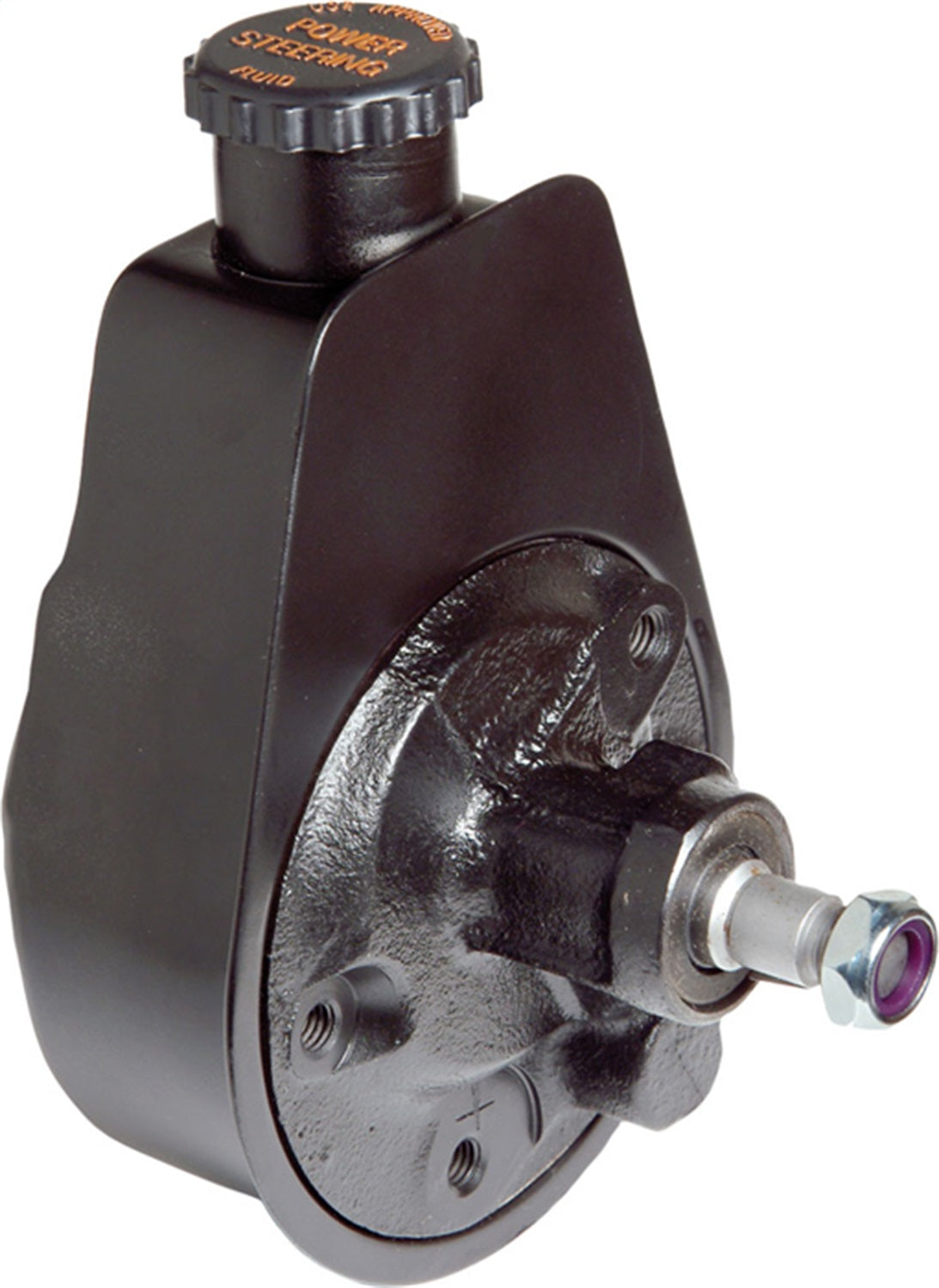 Borgeson - Power Steering Pump - P/N: 800312 - Saginaw self contained power steering pump with keyway shaft. Painted black. Preset for Mustang R&P pressure.