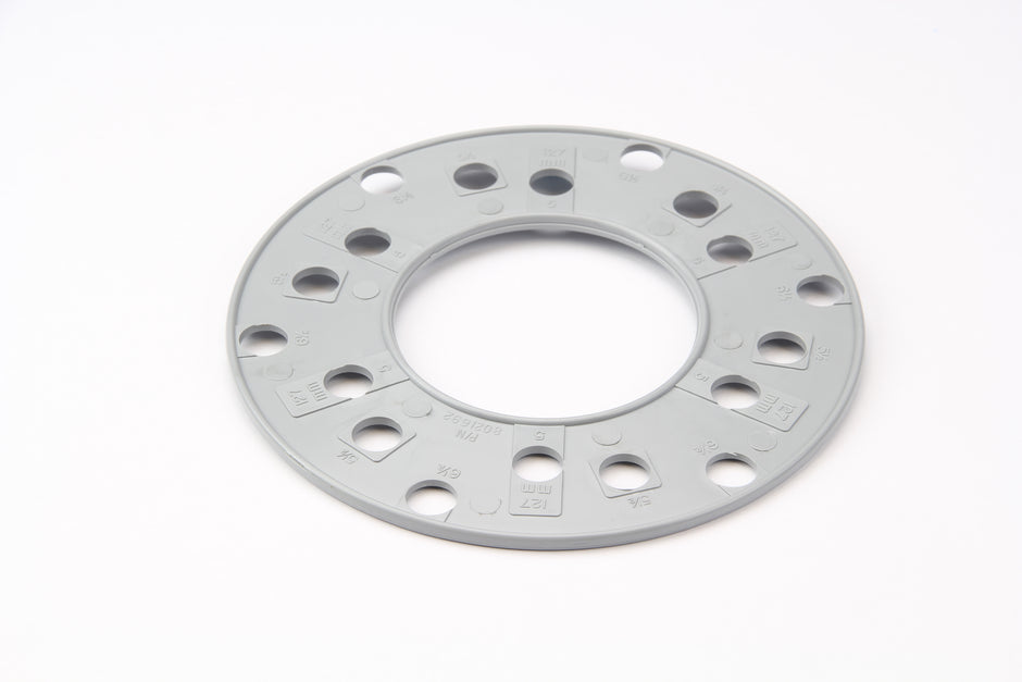 WHEEL BOLT CIRCLE TEMPLATE 6 LUG SAE FOR TRUCKS: 127mm, 5.5", and 6.5", GRAY