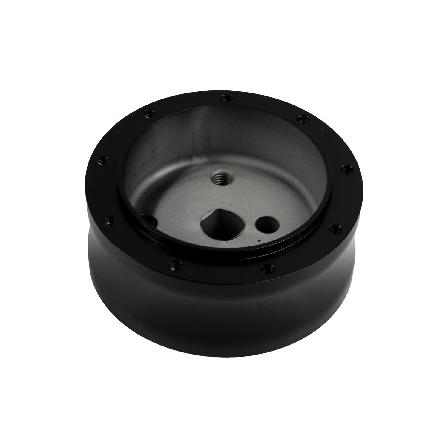 NINE BOLT BLACK BILLET ALUMINUM STEERING WHEEL HUB ADAPTER FOR '82-'84 FORD NON-AIRBAG WITH NO CONTACT RING