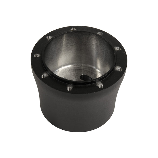 NINE BOLT 3.25" LONG BLACK BILLET ALUMINUM STEERING WHEEL HUB ADAPTER FOR '67-'94 GM NON-AIR BAG FLAMING RIVER COLUMN