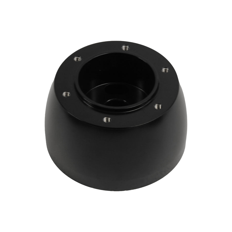 SIX BOLT VETTE TWO SPOKE BLACK BILLET ALUMINUM STEERING WHEEL HUB ADAPTER FOR '67-'94 GM