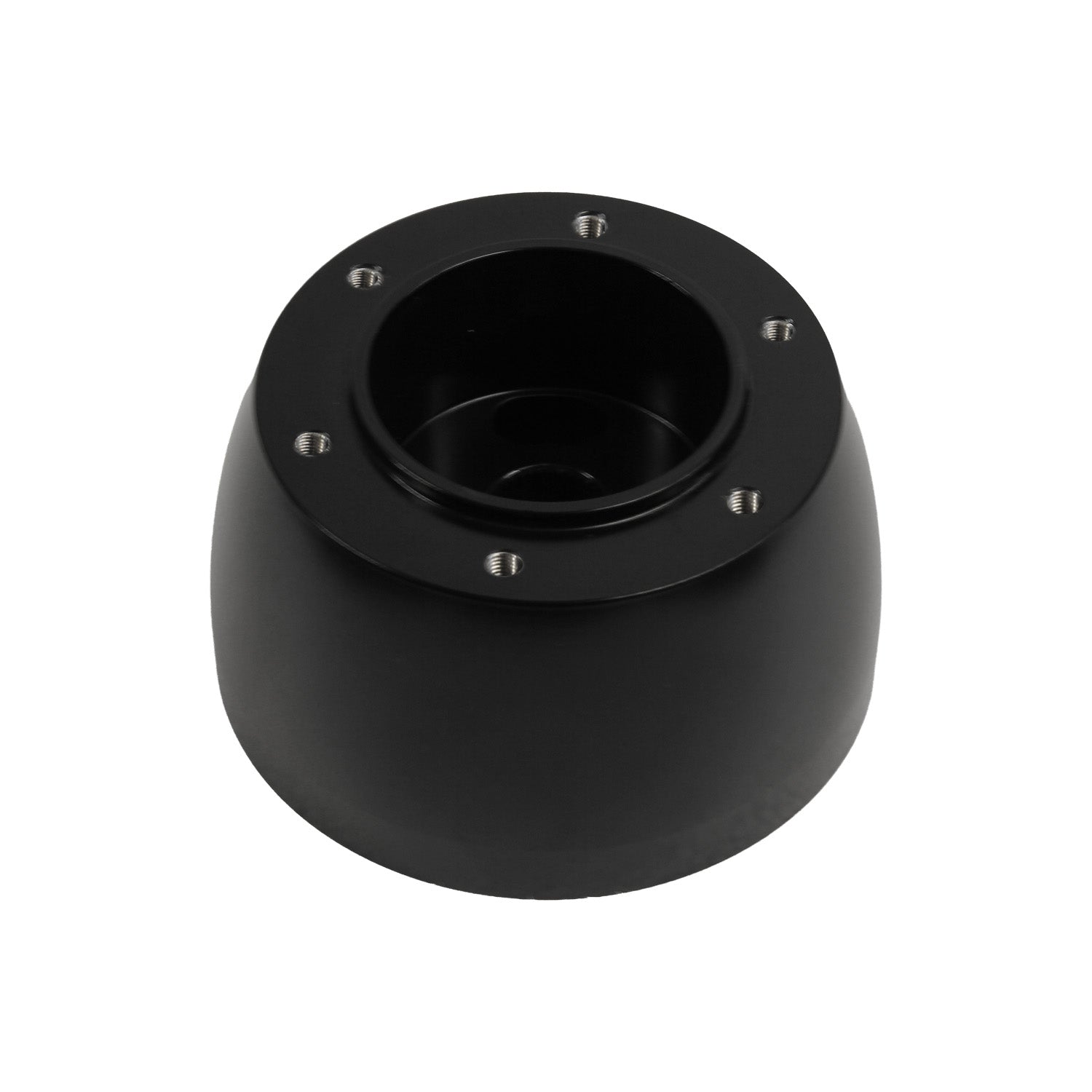 SIX BOLT VETTE TWO SPOKE BLACK BILLET ALUMINUM STEERING WHEEL HUB ADAPTER FOR '67-'94 GM