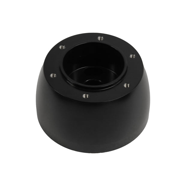 SIX BOLT VETTE TWO SPOKE BLACK BILLET ALUMINUM STEERING WHEEL HUB ADAPTER FOR '67-'94 GM