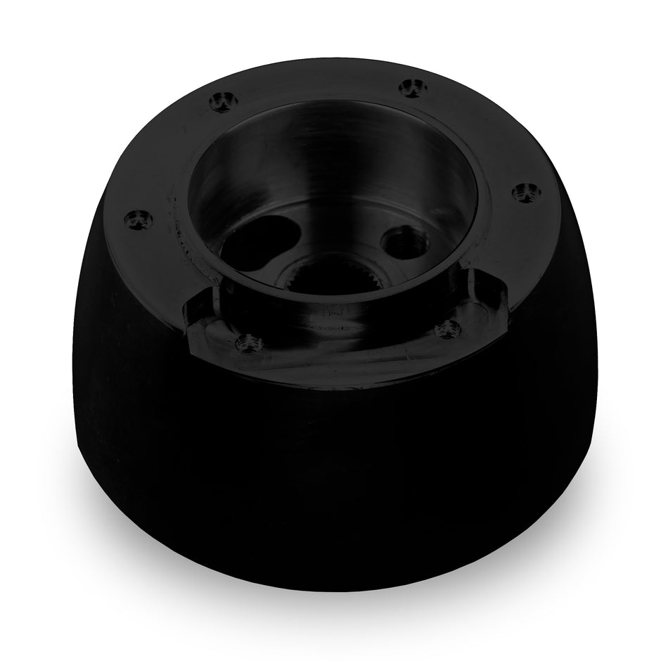 SIX BOLT VETTE THREE SPOKE BLACK BILLET ALUMINUM STEERING WHEEL HUB ADAPTER FOR PRE-'67 GM