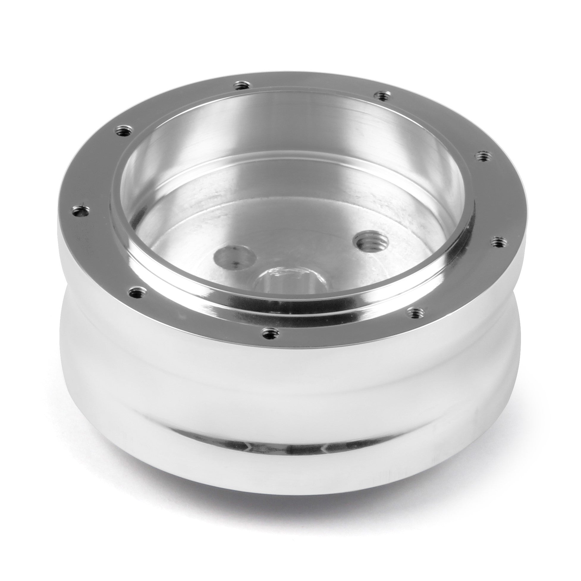 NINE BOLT POLISHED BILLET ALUMINUM STEERING WHEEL HUB ADAPTER FOR '82-'84 FORD NON-AIRBAG WITH NO CONTACT RING