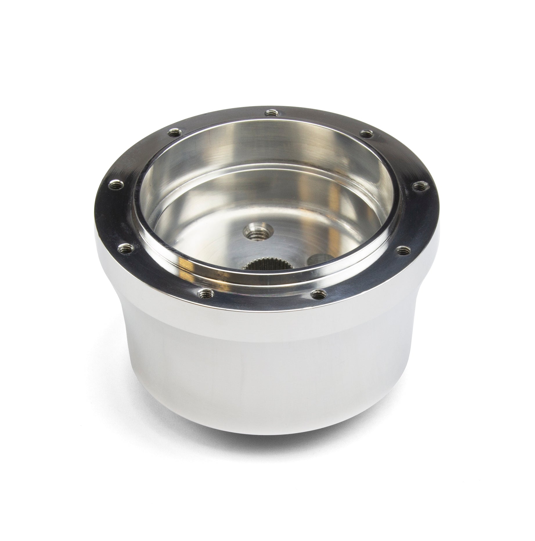 NINE BOLT POLISHED BILLET ALUMINUM STEERING WHEEL HUB ADAPTER FOR '67-'94 GM NON-AIR BAG FLAMING RIVER COLUMN